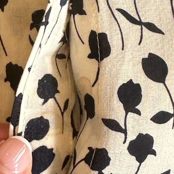Talbots | Ivory & Black Floral Roll Tab Sleeve Button Down Blouse - Picture 6 of 6